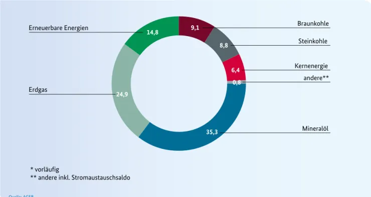 Abbildung 3: Primärenergieverbrauch nach Träger 2019* in Prozent