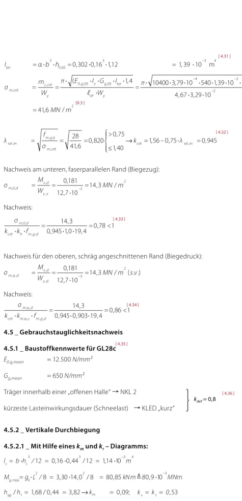 Tabelle A.6 oder k m  und k τ -Werten aus Tabellenwerken,   z.B. Schneider et. al. (9