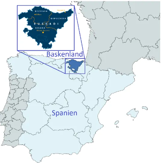 Abbildung 3: Provinzen und Provinzhauptstädte des Baskenlands (baskisch: Euskadi) 