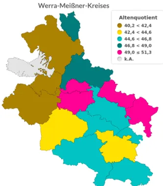 ABBILDUNG 11    Altenquotient 2019 in den Gemeinden des  Werra-Meißner-Kreises