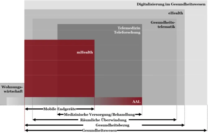 Abbildung 1: Hierarchisierung von digitalen Anwendungsfeldern im Gesundheitswesen