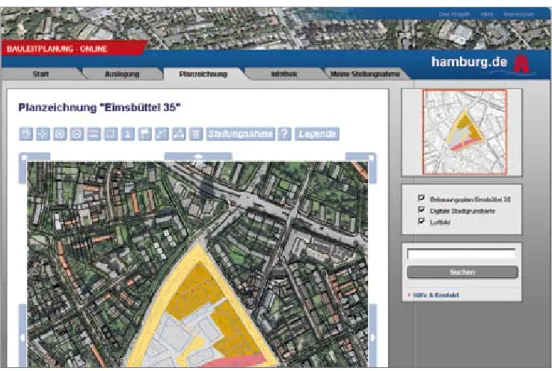 Abbildung 2: Beispiel einer Online-Bauleitplanung in Hamburg