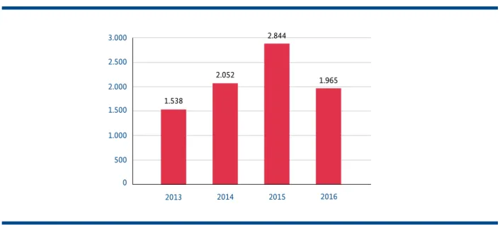 Abbildung 8:  Anzahl Eingaben in den Jahren 2013–2016