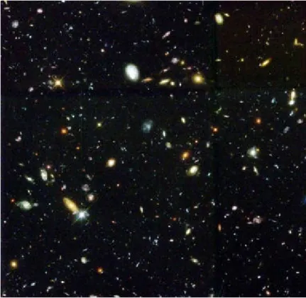 Abbildung 1: Das so genannte „Hubble Deep  Field“, eine Langzeitbelichtung des 