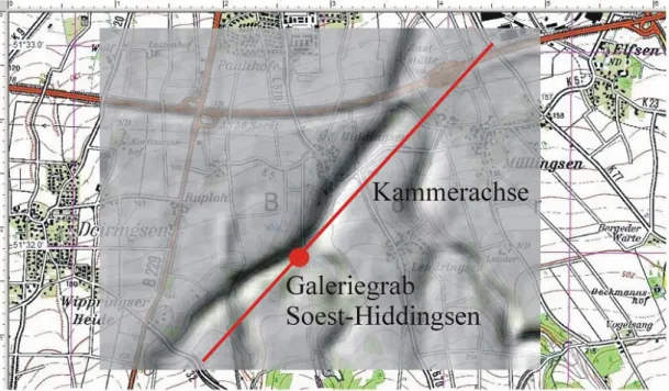 Abbildung 5: Lage des Galeriegrabes von Soest-Hiddingsen südlich von Soest und der A44