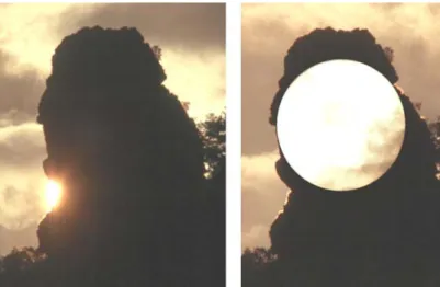 Abbildung 5: Die Sonne passt genau hinter  den Ravenstein, wenn man beide vom  Weg beobachtet, der am  Antonius-Bildstock vorbeiführt