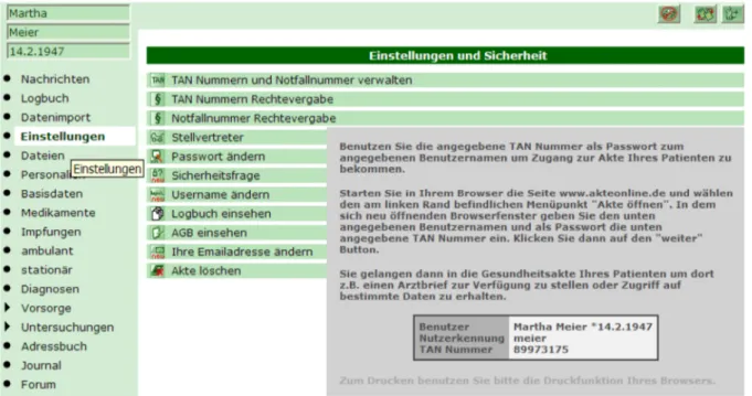 Figure 4: TANs can be generated and printed from the &#34;settings menu&#34; of akteonline.de