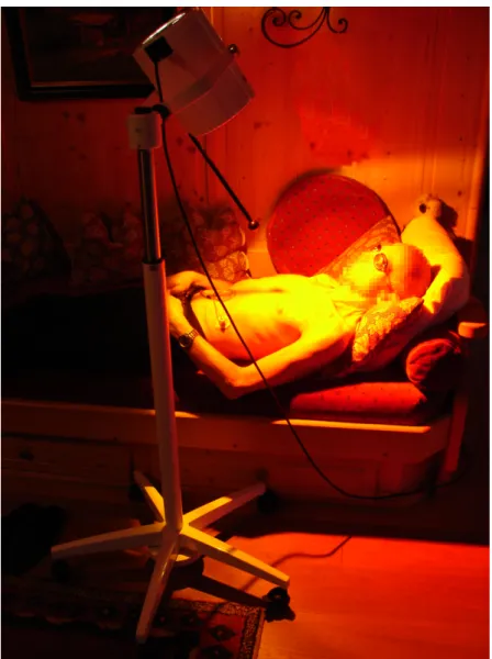Figure 2: Irradiation with water-filtered infrared-A (wIRA) at home.