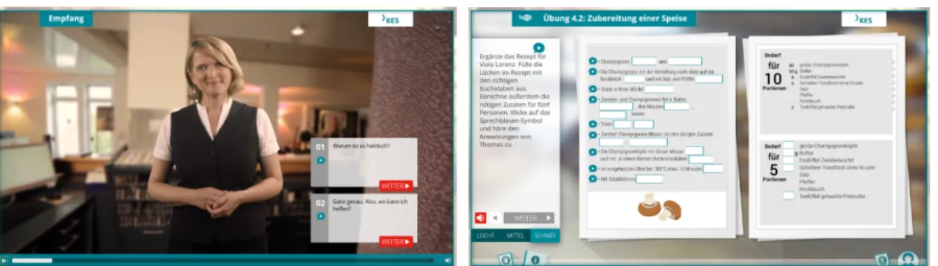 Abb. 1 und Abb. 2: Screenshots eVideo Hotel- und Gastgewerbe (2016) 