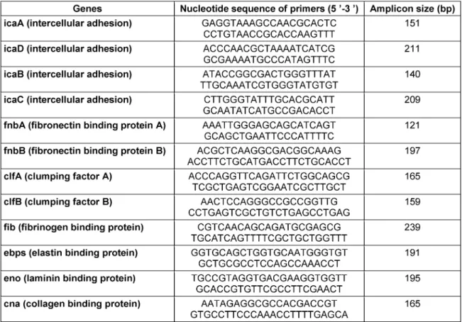 Table 1: The biofilm gene primers
