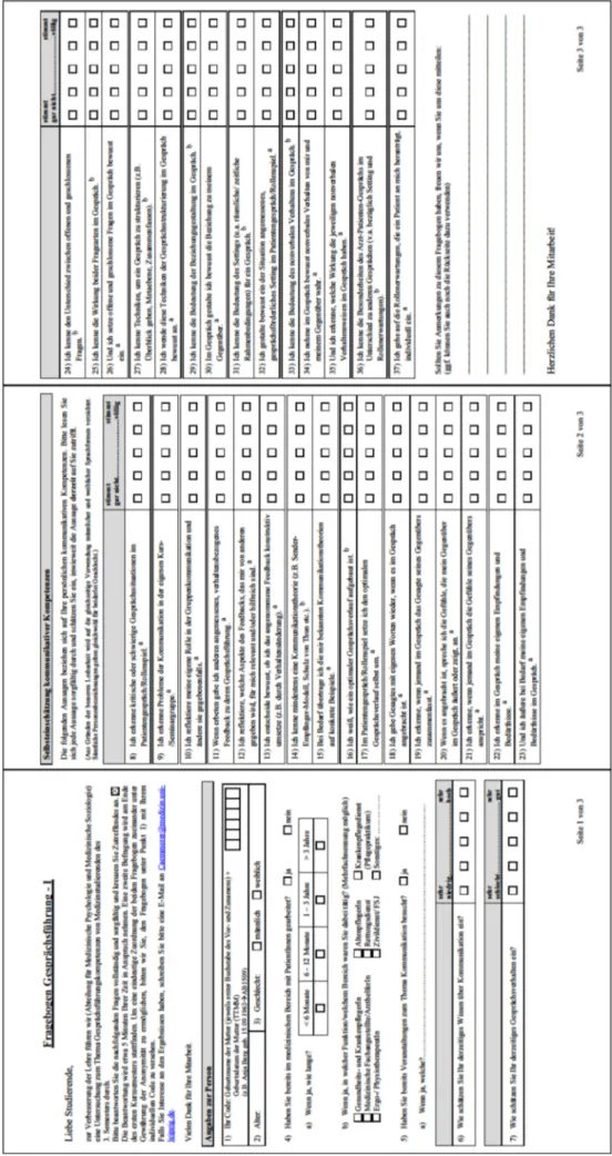 Abbildung 2: T1-Fragebogen ( a handlungsbezogene Items; b wissensbezogene Items)
