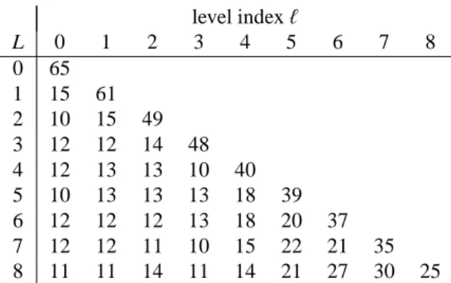 Table 10: Numbers N ℓ of iterations for the minimization of F (ℓ) for each level level ℓ = 0, 