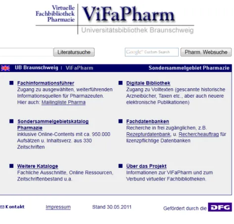 Abbildung 4: Virtuelle Fachbibliothek Pharmazie – www.vifapharm.de