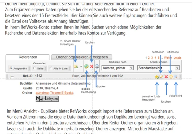 Abbildung 2: Screenshot aus einer RefWorks-Kurzanleitung