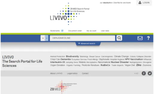 Abbildung 1: LIVIVO – ZB MED-Suchportal Lebenswissenschaften