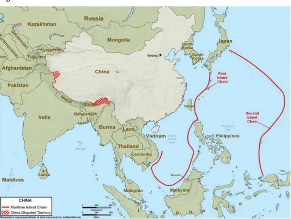 Figure 2:  China’s first and second maritime lines of defense 