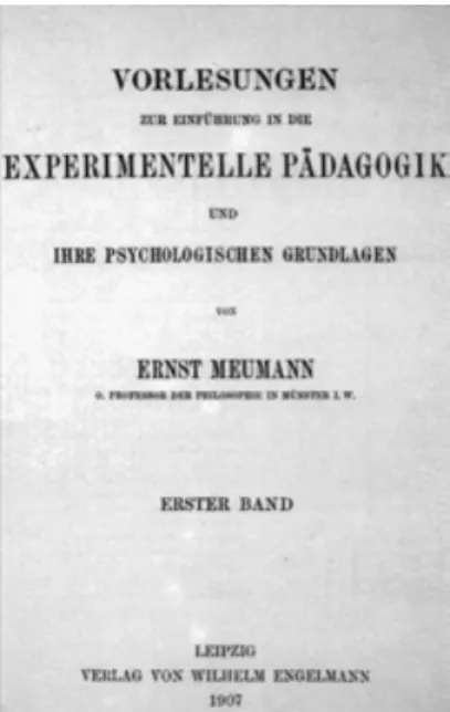 Abb. 2: Hauptwerk Ernst Meumanns: „Vorlesungen zur Einführung in die Experimentelle  Pädagogik“ (Titelblatt aus Band 1, 1907) 