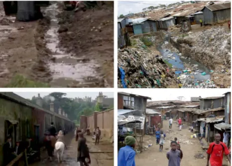 Abbildung 1.1: Screenshots aus dem Film ‚Der kleine Lord‘ (links) und eigene  Aufnahmen aus Kibera, Nairobi, Kenia, meinem ersten Besuch in einem  Slumgebiet (rechts) 