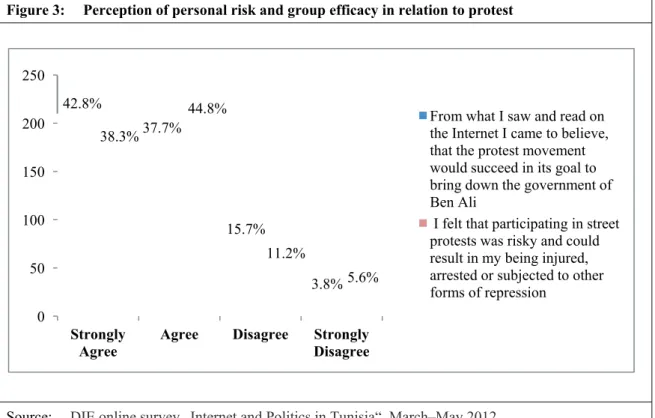 Figure 3:  Perception of personal risk and group efficacy in relation to protest 