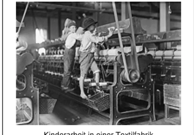 Abb. Child labor: little boys operating machines at a textile factory, 1912: Lawrence textile strike [Public domain],   via Wikimedia Commons, https://commons.wikimedia.org/wiki/File%3A1912_Lawrence_Textile_Strike_3.jpg
