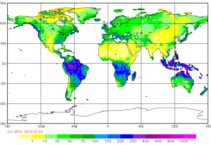 Abbildung 3a :  Über  die  Monate  Dez-Feb  2008/2009  gemittelte  globale  Niederschläge  in  mm/Monat 5