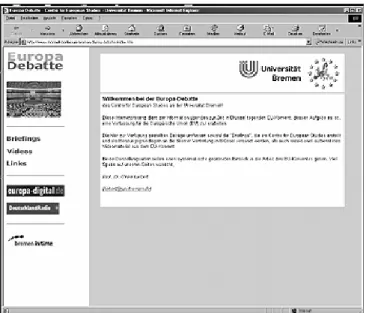 Abbildung 5: Die Startseite der Website:www.europa-debatte.de 