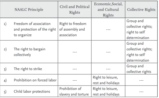 Figure 5: NAALC Principles and Human Rights NAALC Principle Civil and Political 