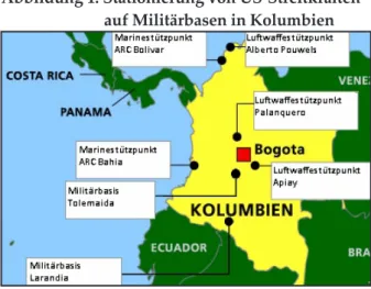 Abbildung 1: Stationierung von US-Streitkräften  auf Militärbasen in Kolumbien