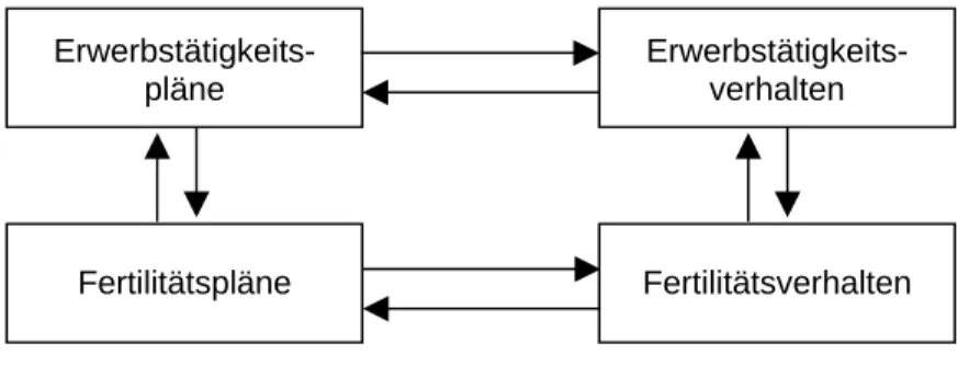 Abbildung 1:   Schematische Darstellung des Zusammenhangs von Erwerbstätigkeit und Fer- Fer-tilität 