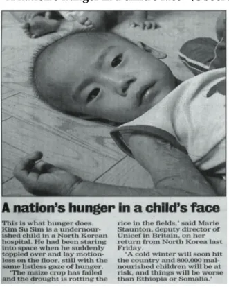 Figure 3:  “A nation’s hunger in a child’s face” (Observer 1997) 
