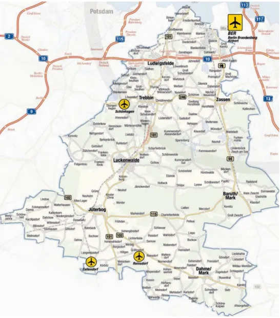 Abbildung 1: Topographischer Kartenausschnitt 6  des Landkreises Teltow-Fläming                                                        