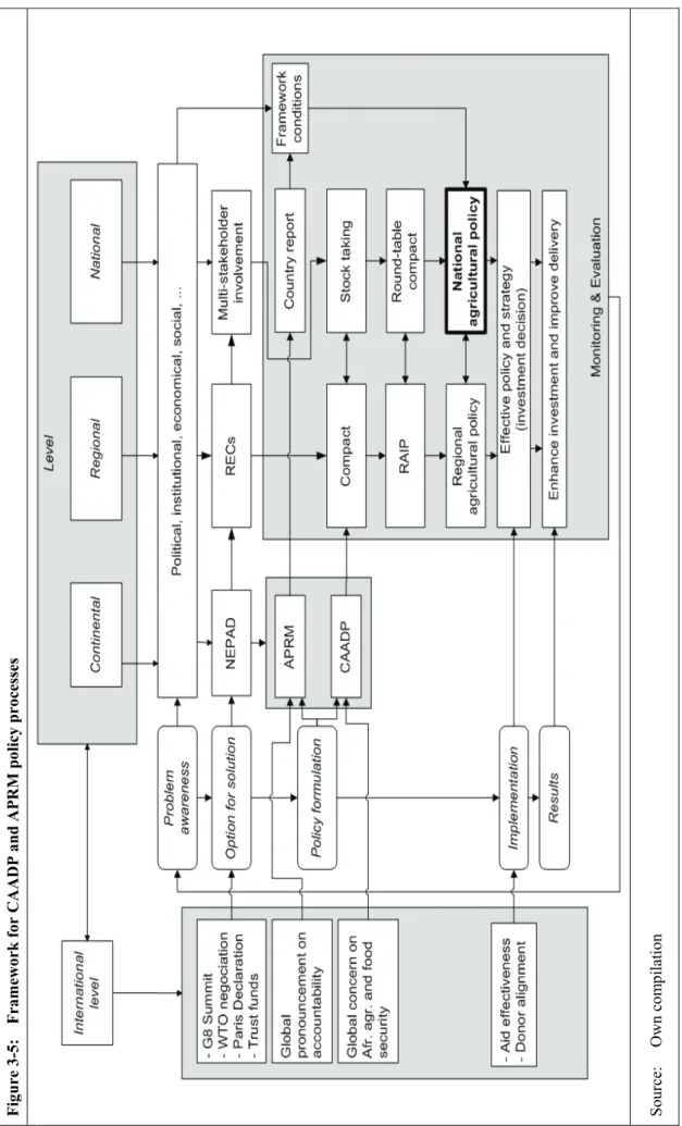 Figure 3-5:Framework for CAADP and APRM policy processes  Source: Own compilation 
