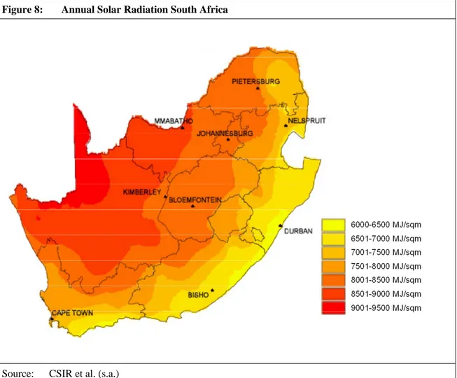 Figure 8:  Annual Solar Radiation South Africa 