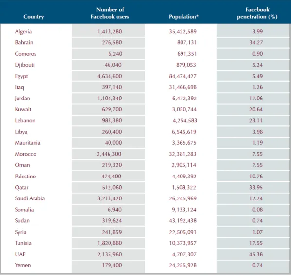 Abbildung 12: Facebook-Nutzung 2010         Quelle: Arab Social Media Report