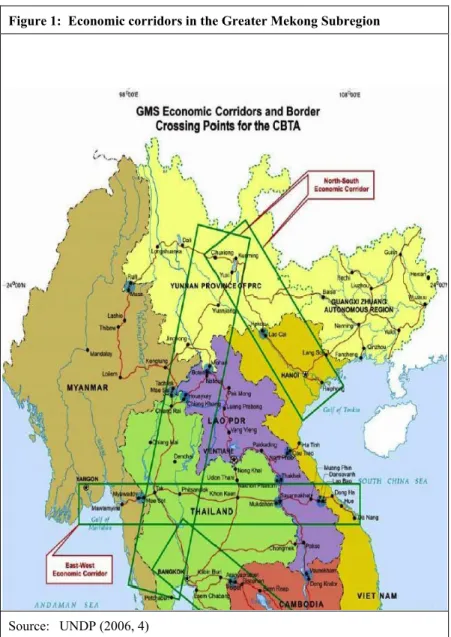 Figure 1:  Economic corridors in the Greater Mekong Subregion 