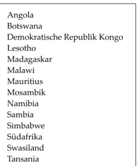 Tabelle 1:  Mitglieder der SADC