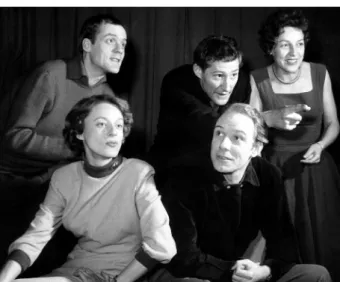 Abb. 3: Das Mainzer Kabarett »Arche Nova« unter Leitung von Hanns Dieter Hüsch (links) während einer Sendung im Kabarettprogramm des SWF (zirka 1958)