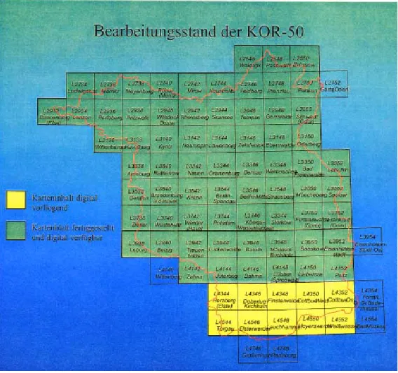 Abb. 22:  Übersicht über die Karten oberflächennaher Rohstoffe in Brandenburg