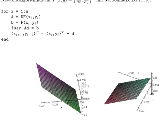 Abbildung 3: Plot der Gradienten ∂f ∂x und ∂f ∂y auf [1.234, 1.237] × [−1.339, −1.335].
