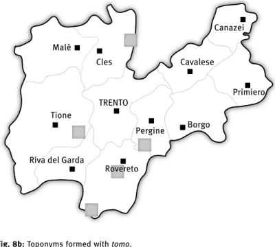 Fig. 8b: Toponyms formed with tomo.