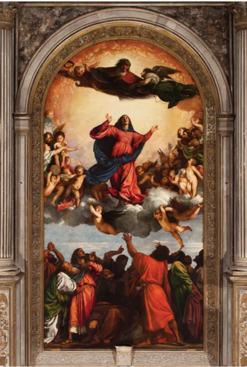 Abb. 2: Tizian, Assunta, 1515–1518, Holz, 690 x 360 cm, Venedig, Santa Maria Gloriosa dei  Frari © Patriarcato di Venezia, Beni Culturali e Turismo