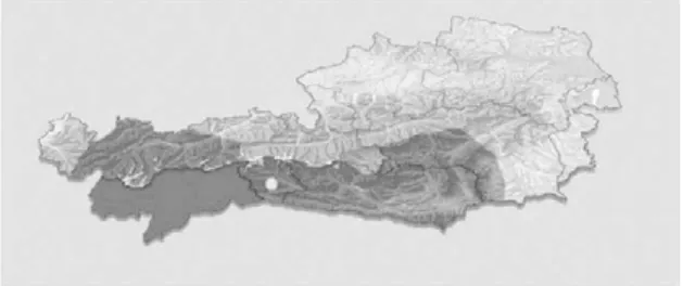 Abb. 6: Osttirol und der südbairische Dialektraum (Karte der Österreichischen Akademie der  Wissenschaften 2010) 101