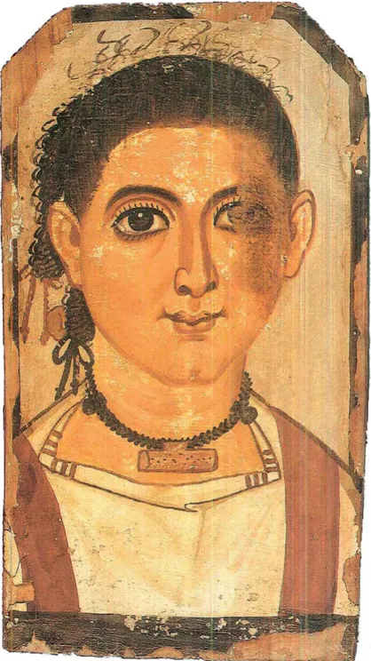 Abb. 3: Ägyptisches Mumienporträt; der Porträtierte trägt eine Amulettkapsel um den Hals   (© National Museum of Ireland, Dublin, Inv