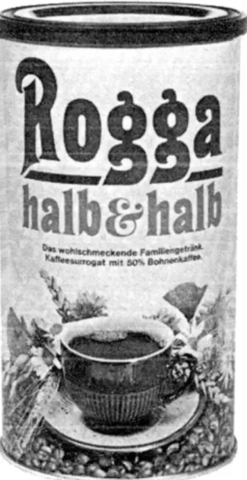 Abb. 47 und 48: Die Mischungen Rogga halb &amp; halb und Jota Sport mit 50 Prozent Röstkaffee  und 50 Prozent Surrogat aus Getreide und Zichorie waren bei der Zubereitung ebenso wie  herkömmlicher Bohnenkaffee zu behandeln.