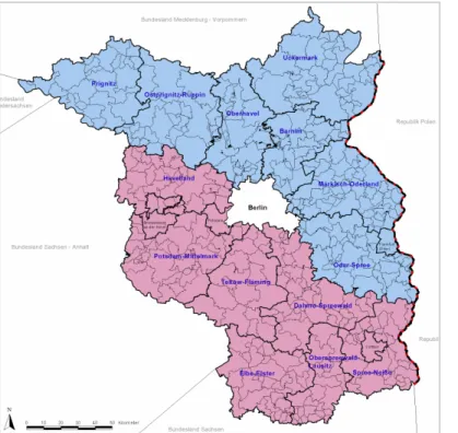 Abbildung 1: Konvergenz- und Phasing out- Regionen des Landes Brandenburg 