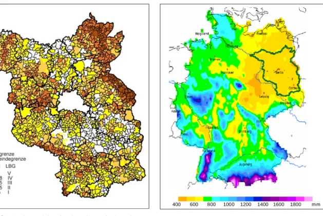 Abbildung 3  Niederschlagsverteilung in der  Bundesrepublik Deutschland 