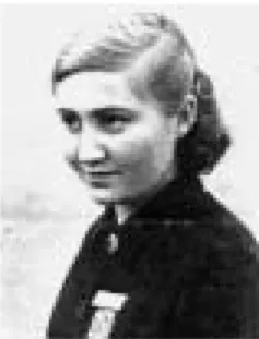 Abb. 7: Raissa Stepiko mit „OST“-Abzeichen, 1942. Das Foto stammt aus dem Werksausweis der Fahrzeugfabrik  Büssing-NAG in Berlin-Köpenick.
