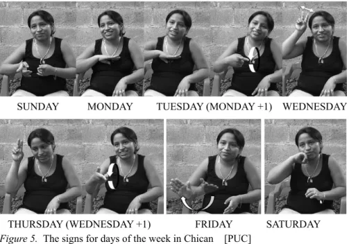 Figure 5.  The signs for days of the week in Chican  [PUC]