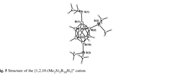 Fig. 5 Structure of the [1,2,10-(Me 2 S) 3 B 10 H 7 ] + cation.