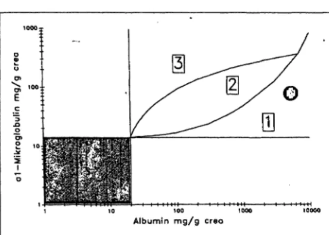 Abbildung 72: Renale Hämaturie. Der a 2 -Makroglobulin/Albumin- -Makroglobulin/Albumin-Quotient weist auf eine mögliche renale Hämaturie hin